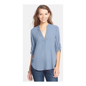 Nordstrom Lush Roll Sleeve Tunic Blouse